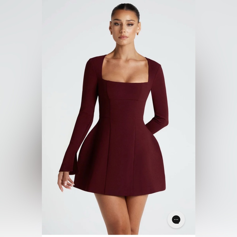 NWT BABYBOO Long Sleeve Flare Burgundy Dress